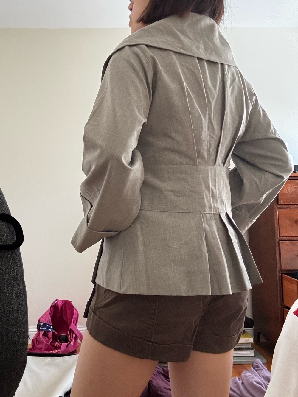 Vintage Theory Gray Belted Trench Suit Set
